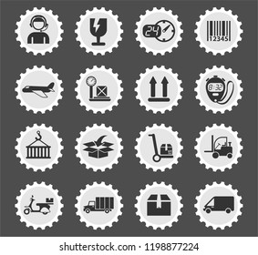 delivery web icons stylized postage stamp for user interface design