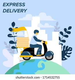 Banner del sitio web de entrega en estilo vectorial de ilustración plana