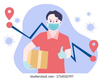 Delivery website banner in flat illustration vector style