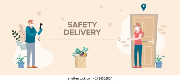 Banner del sitio web de entrega en estilo vectorial de ilustración plana