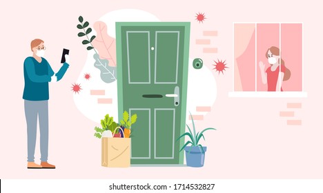 Delivery website banner in flat illustration vector style