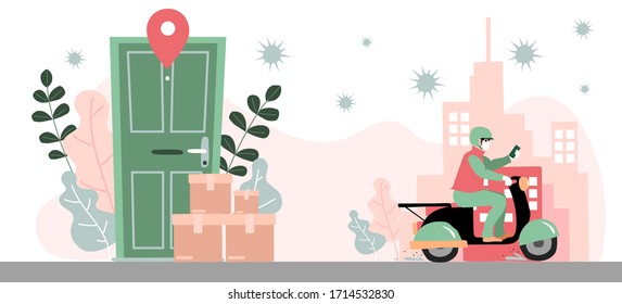 Delivery website banner in flat illustration vector style