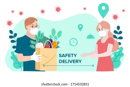 Delivery website banner in flat illustration vector style