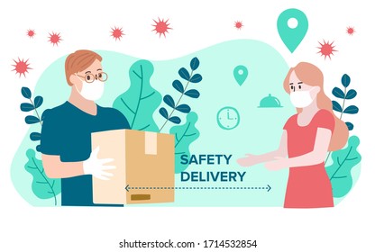 Delivery website banner in flat illustration vector style