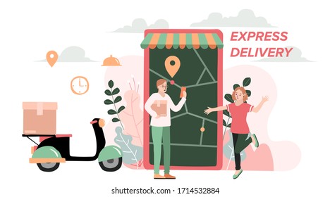 Delivery website banner in flat illustration vector style