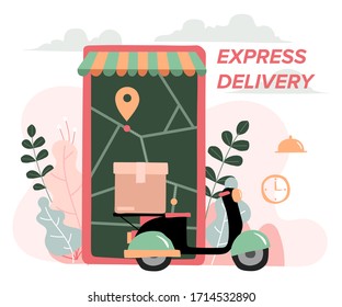 Delivery website banner in flat illustration vector style