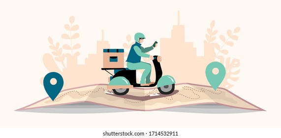 Delivery website banner in flat illustration vector style