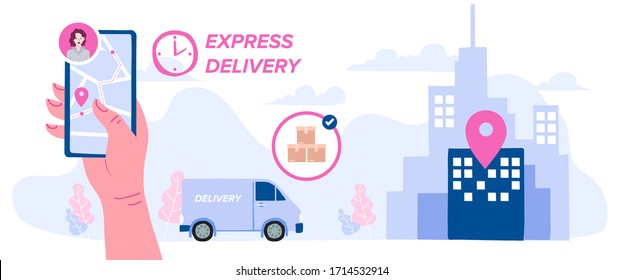 Banner del sitio web de entrega en estilo vectorial de ilustración plana