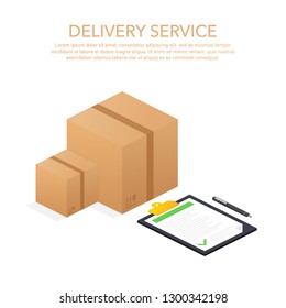 Delivery Website Banner. Delivery service app. Isometric style vector illustration