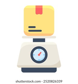 Delivery weighing icon. Scales, Box, Delivery, Packet, Weighing scale, Weighing, Parcel, Weighing machine, Postal service. Vector icon illustration