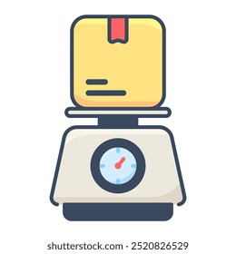 Delivery weighing icon. Scales, Box, Delivery, Packet, Weighing scale, Weighing, Parcel, Weighing machine, Postal service. Vector icon illustration