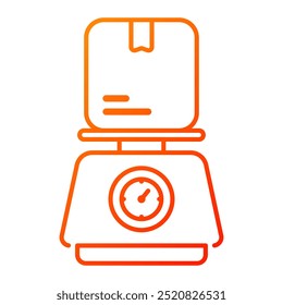 Delivery weighing icon. Scales, Box, Delivery, Packet, Weighing scale, Weighing, Parcel, Weighing machine, Postal service. Vector icon illustration