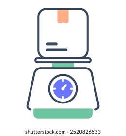 Delivery weighing icon. Scales, Box, Delivery, Packet, Weighing scale, Weighing, Parcel, Weighing machine, Postal service. Vector icon illustration