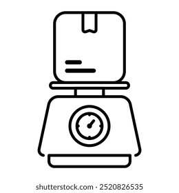 Delivery weighing icon. Scales, Box, Delivery, Packet, Weighing scale, Weighing, Parcel, Weighing machine, Postal service. Vector icon illustration