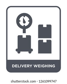 delivery weighing icon vector on white background, delivery weighing trendy filled icons from Delivery and logistic collection, delivery weighing simple element illustration