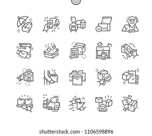 Delivery Well-crafted Pixel Perfect Vector Thin Line Icons 30 2x Grid for Web Graphics and Apps. Simple Minimal Pictogram