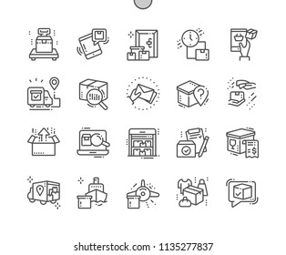 Delivery Well-crafted Pixel Perfect Vector Thin Line Icons 30 2x Grid for Web Graphics and Apps. Simple Minimal Pictogram