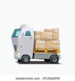 delivery white truck carrying group of parcels