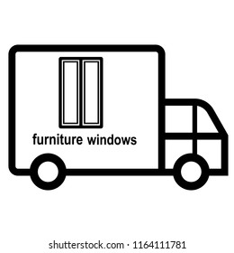 delivery of windows on a truck on a white background