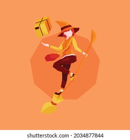 Delivery witch illustration, suitable for mascot, decoration, ornament, etc. 