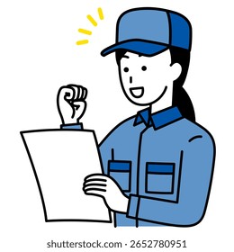 Delivery woman is happy to see the documents