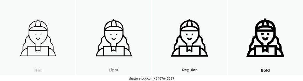 delivery woman icon. Thin, Light Regular And Bold style design isolated on white background