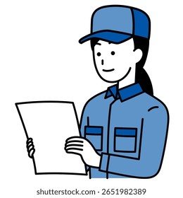 Delivery woman looking at documents