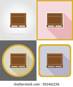 delivery wooden box flat icons vector illustration isolated on background