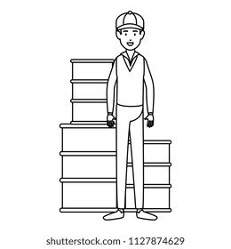 delivery worker with barrels