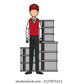 delivery worker with barrels