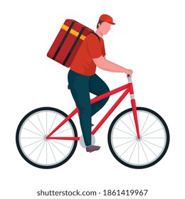 trabajador de entrega en diseño de ilustración vectorial de caracteres de bicicleta