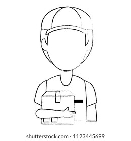 delivery worker with box avatar character