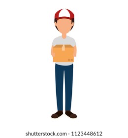 delivery worker with box avatar character