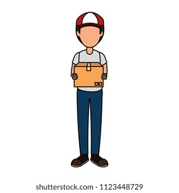 delivery worker with box avatar character