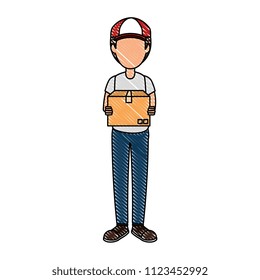 delivery worker with box avatar character