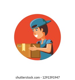 delivery worker with box avatar character