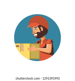 delivery worker with box avatar character