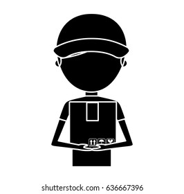 delivery worker with box avatar character