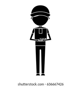 delivery worker with box avatar character