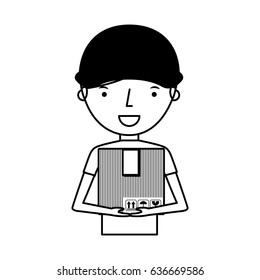 delivery worker with box avatar character
