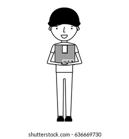 delivery worker with box avatar character