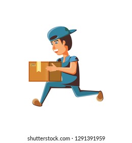 delivery worker with box lifting