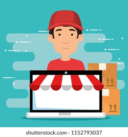 delivery worker with boxes