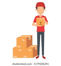 delivery worker with boxes