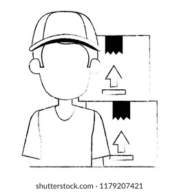 delivery worker with boxes