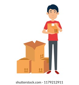 delivery worker with boxes