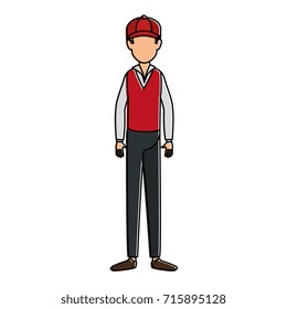 delivery worker with cap uniform