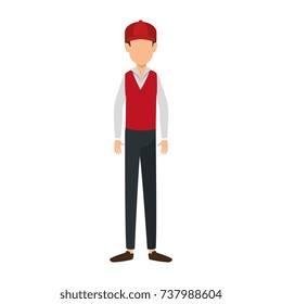 delivery worker with cap uniform