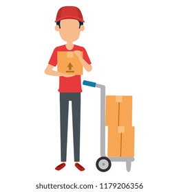 delivery worker with cart