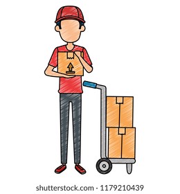 delivery worker with cart